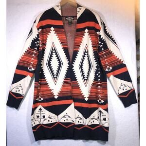 Oliver.O Cardigan Sweater Open Wrap Long Aztec Boho Southwestern Womens Size L